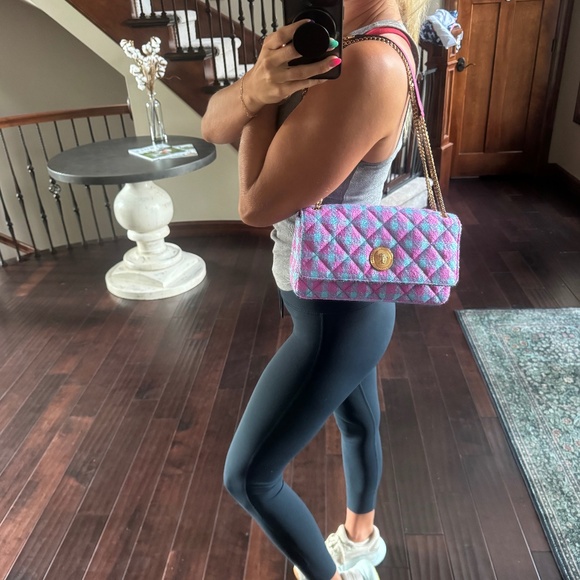 Versace Medusa Tweed Pink and Blue Shoulder Bag - Picture 6 of 7